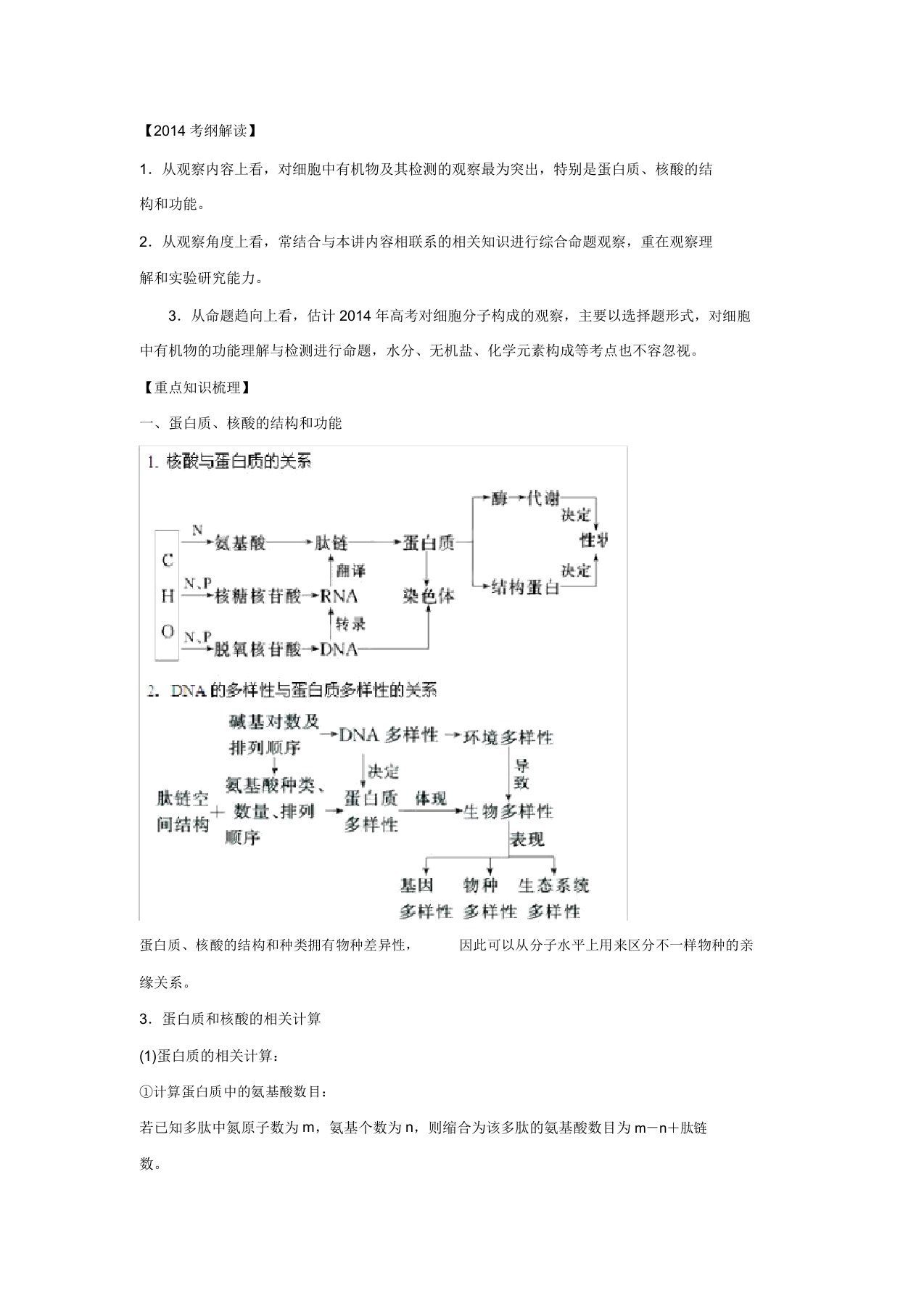 高三生物二轮复习教案专题01细胞分子组成