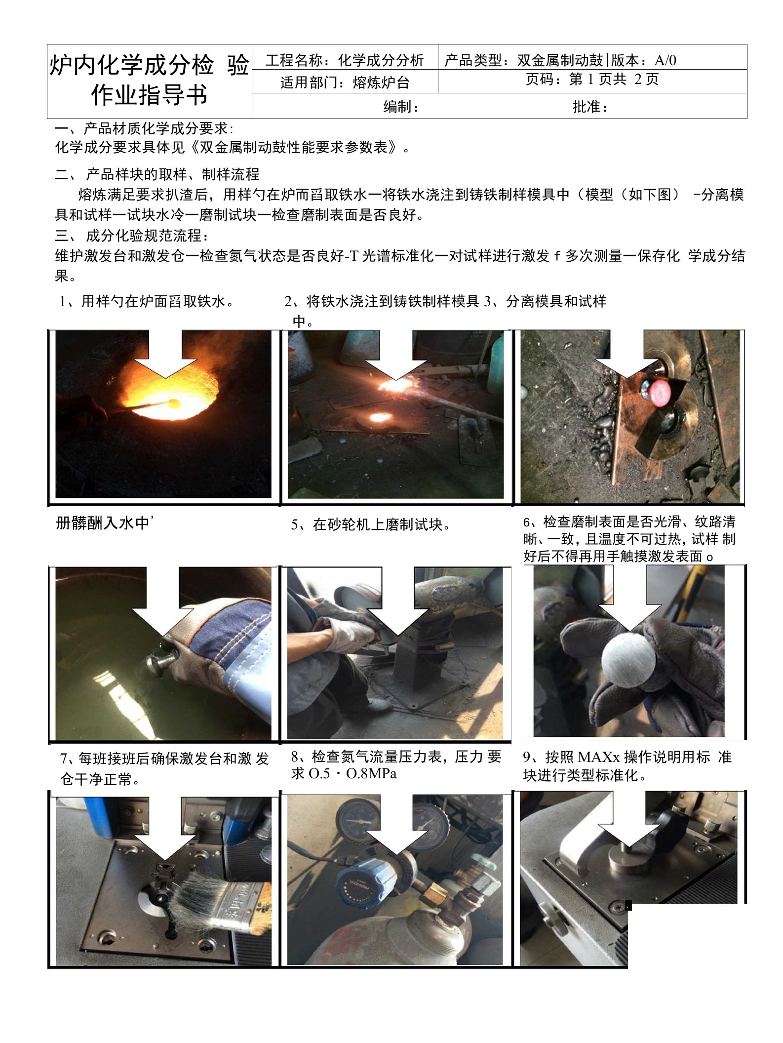 熔炼炉炉内化学成分检验作业指导书