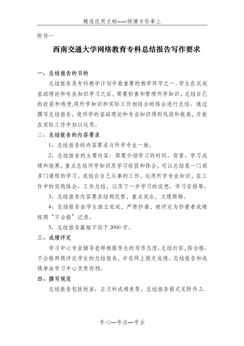 西南交通大学网络教育专科总结报告(共10页)