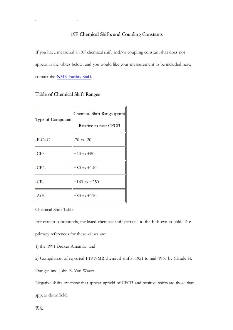 氟谱f19化学位移及偶合常数