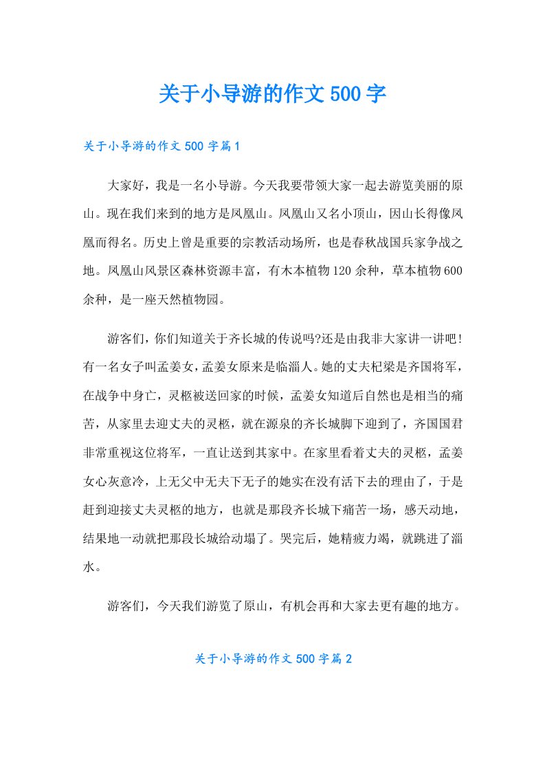 关于小导游的作文500字