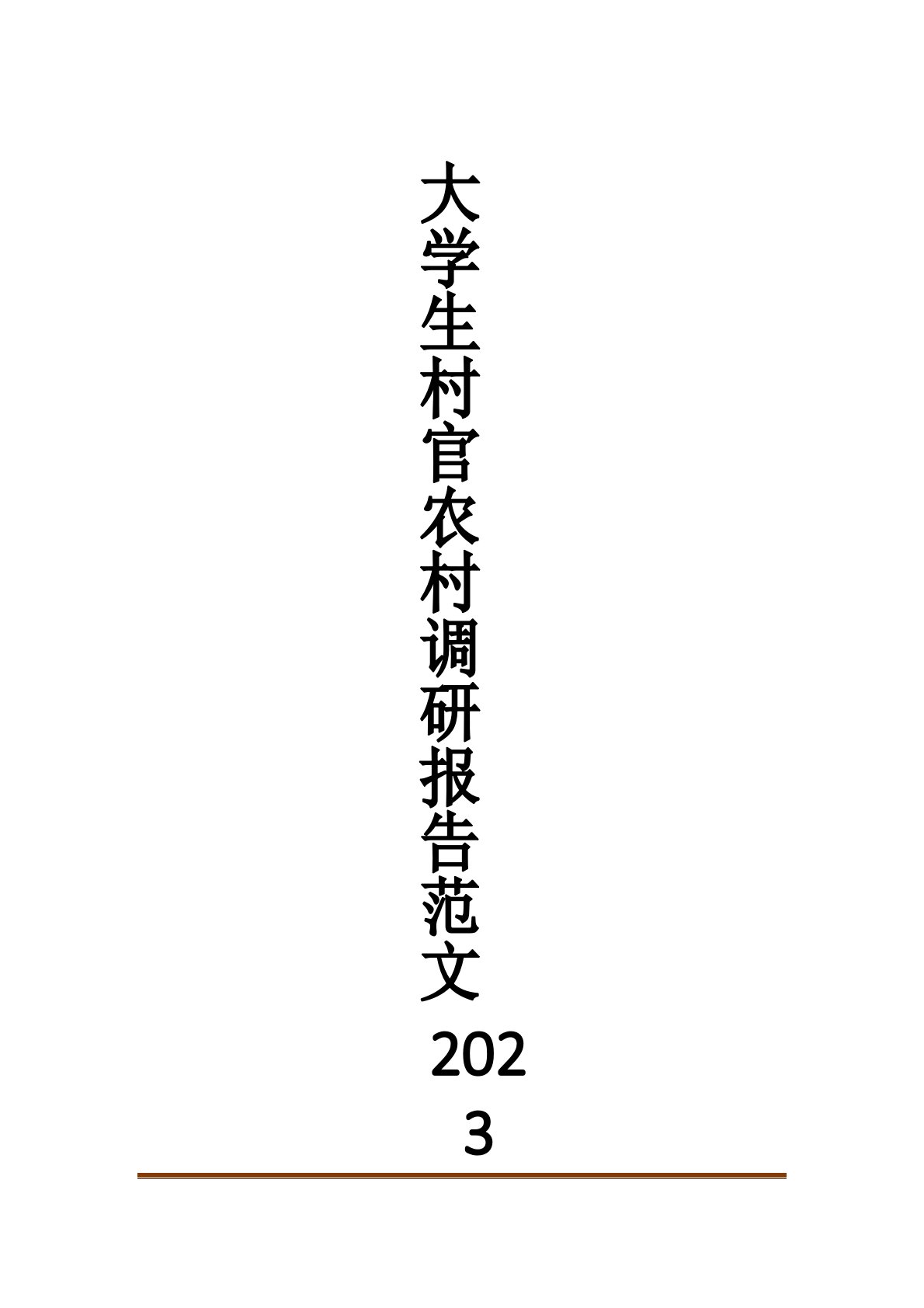 大学生村官农村调研报告范文2023年