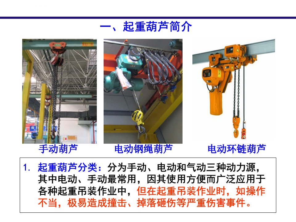 起重葫芦安全操作培训资料ppt课件