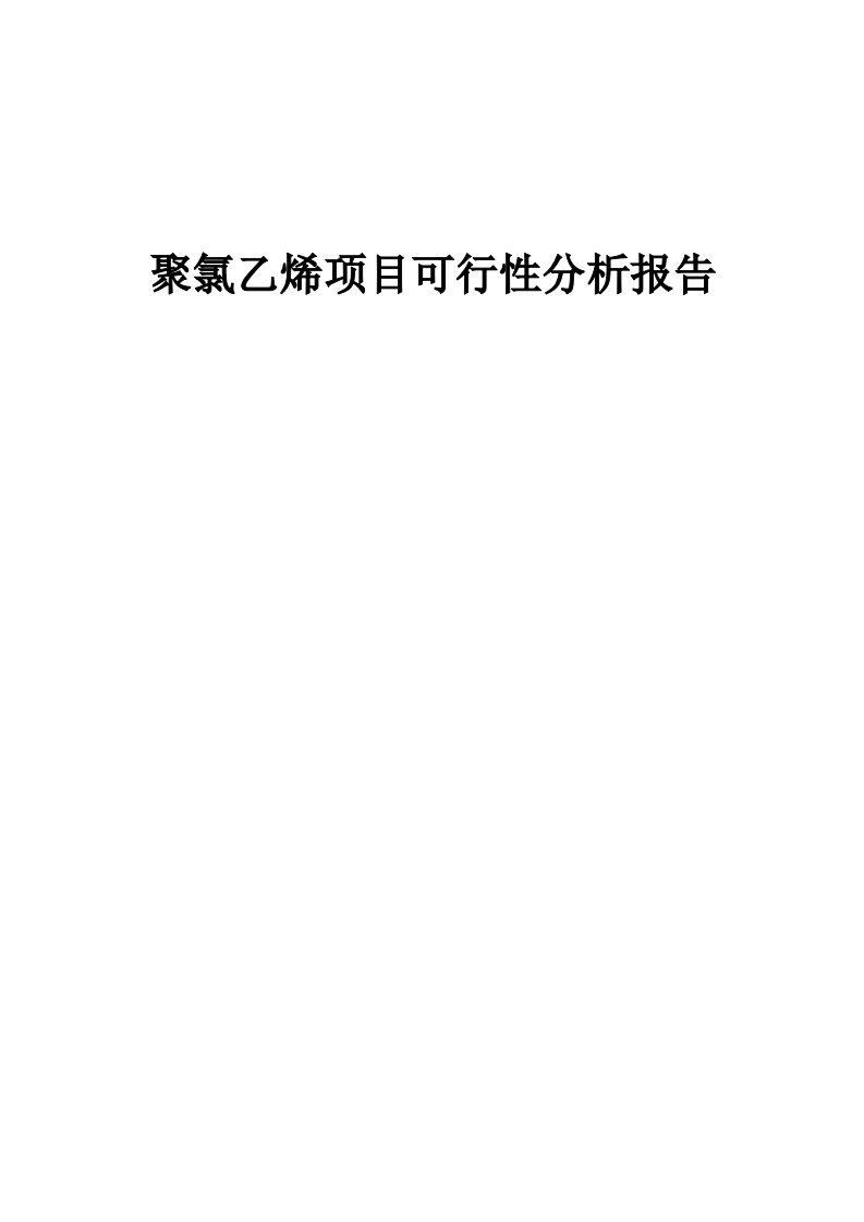 聚氯乙烯项目可行性分析报告