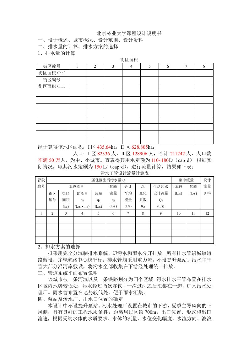 水污染控制工程课程设计说明书(模版)