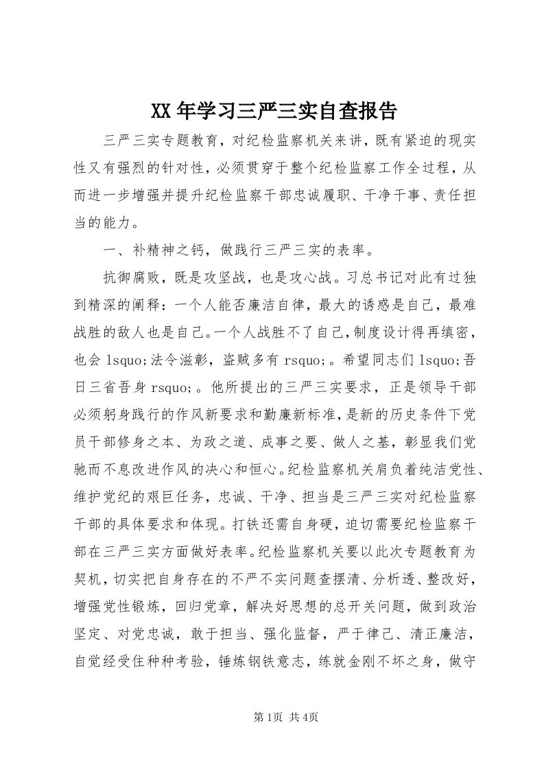 4某年学习三严三实自查报告