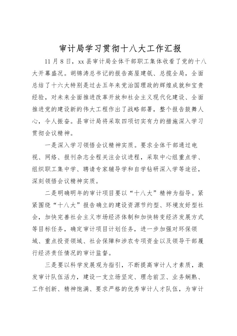 2022审计局学习贯彻十八大工作汇报