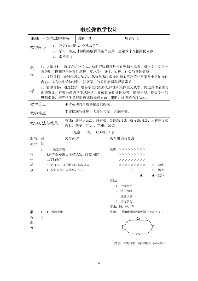 《啦啦操》教学设计2