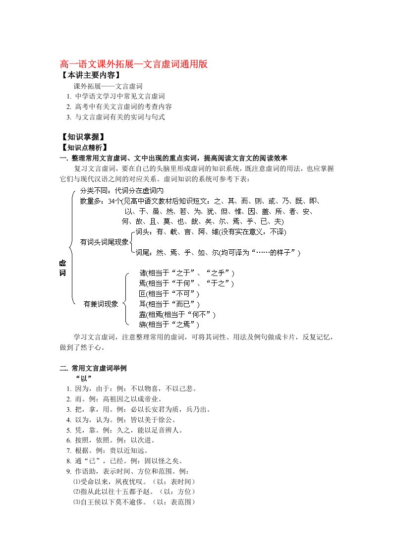 高一语文课外拓展—文言虚词通用版[doc文档]