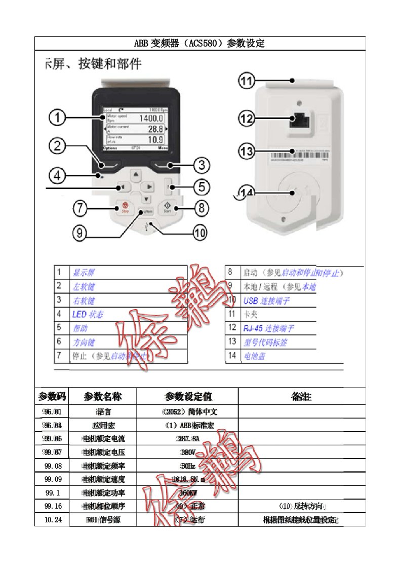 ACS580变频器参数设置