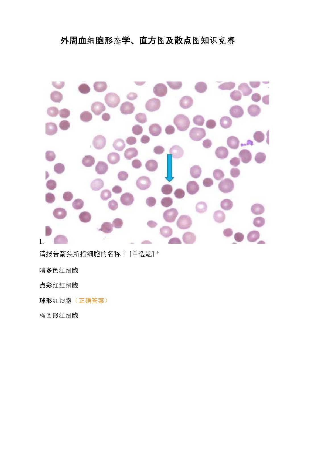 外周血细胞形态学、直方图及散点图知识竞赛