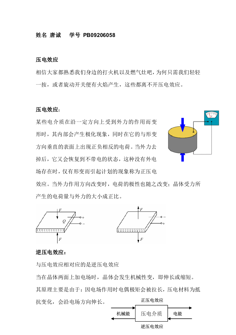 电磁学小论文压电效应