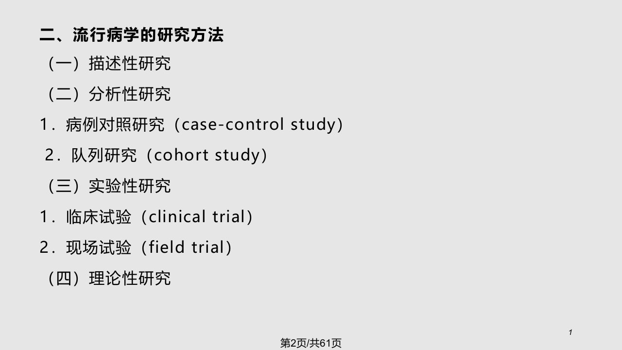 预防医学人群健康状况流行病学方法