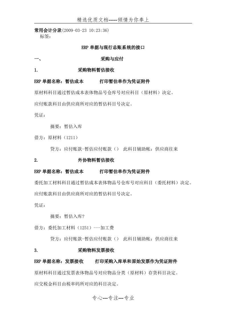 ERP常用会计分录(共14页)