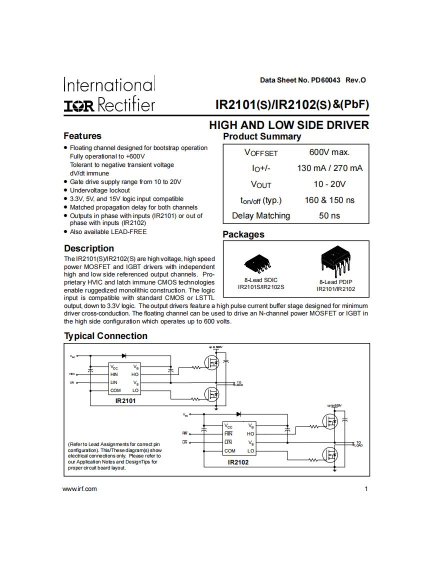 ir2101中文资料-数据手册-参数