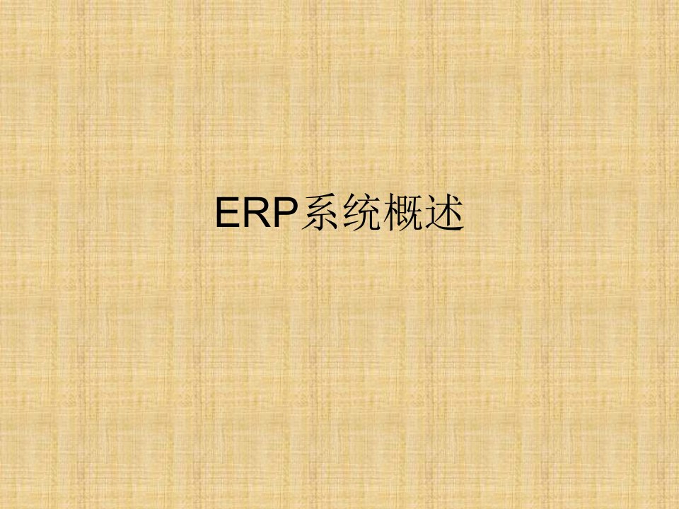 ERP系统概述