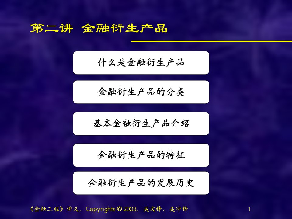 第二讲金融衍生产品(金融工程-上海交大吴文锋)