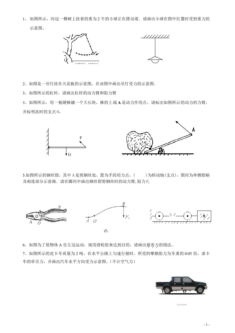 最新人教版八年级下物理作图题