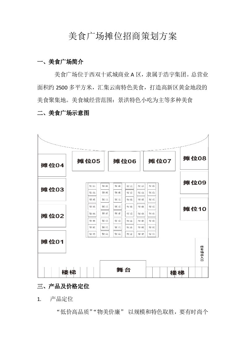 美食广场招商方案