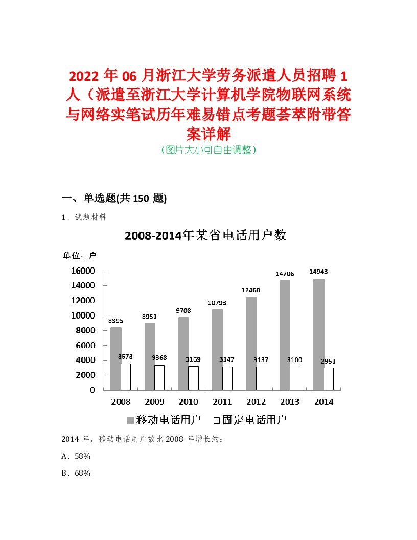 2022年06月浙江大学劳务派遣人员招聘1人（派遣至浙江大学计算机学院物联网系统与网络实笔试历年难易错点考题荟萃附带答案详解-0