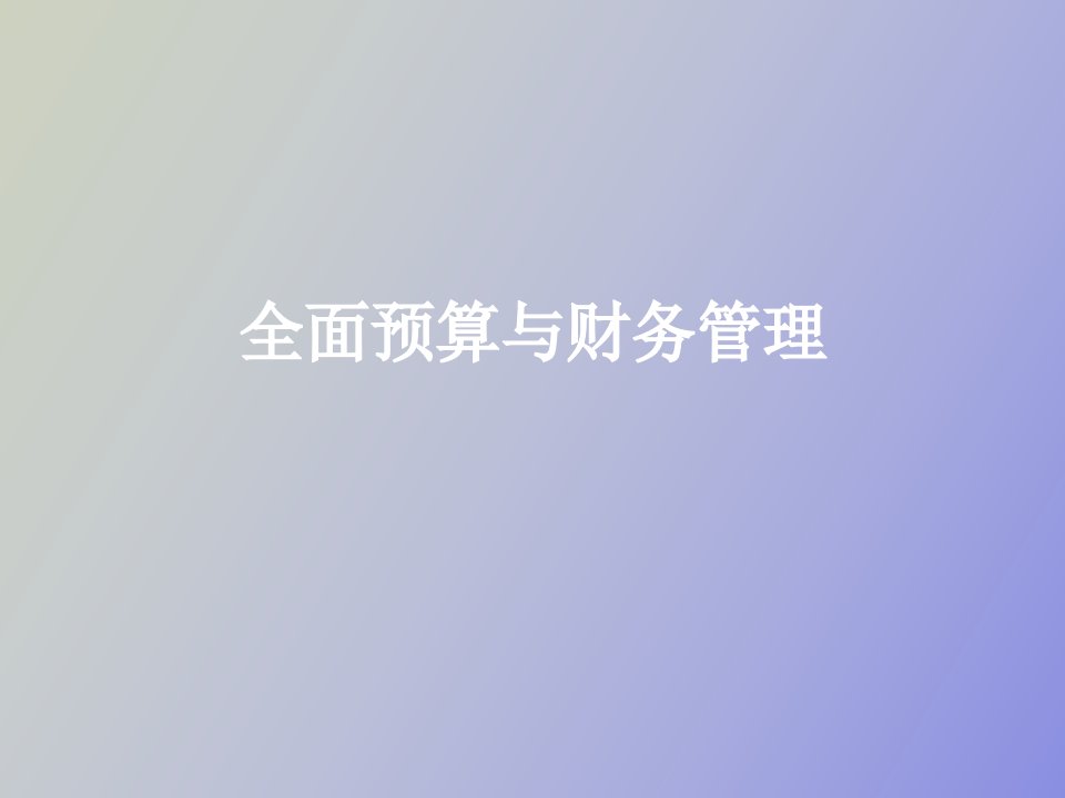 全面预算与财务管理