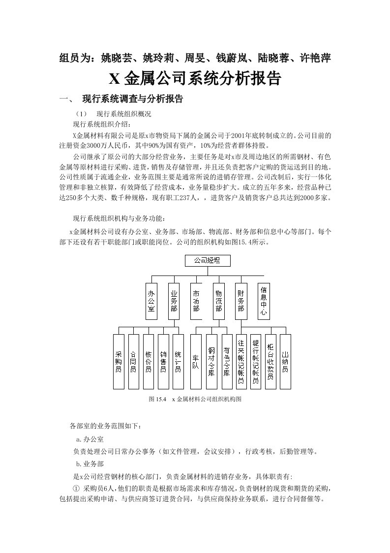 X金属公司系统分析报告