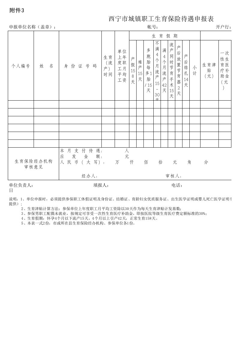 新-生育保险待遇申报表