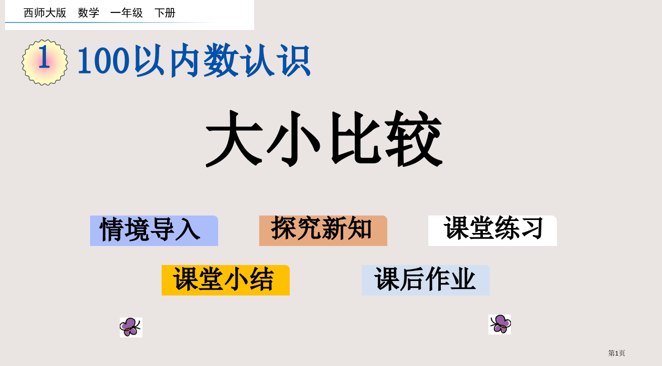 西师大版一年级数学下册第一单元1.8-大小比较市公共课一等奖市赛课金奖课件