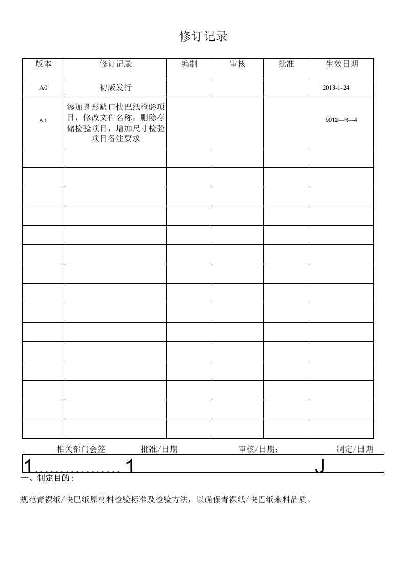 青稞纸快巴纸来料检验标准