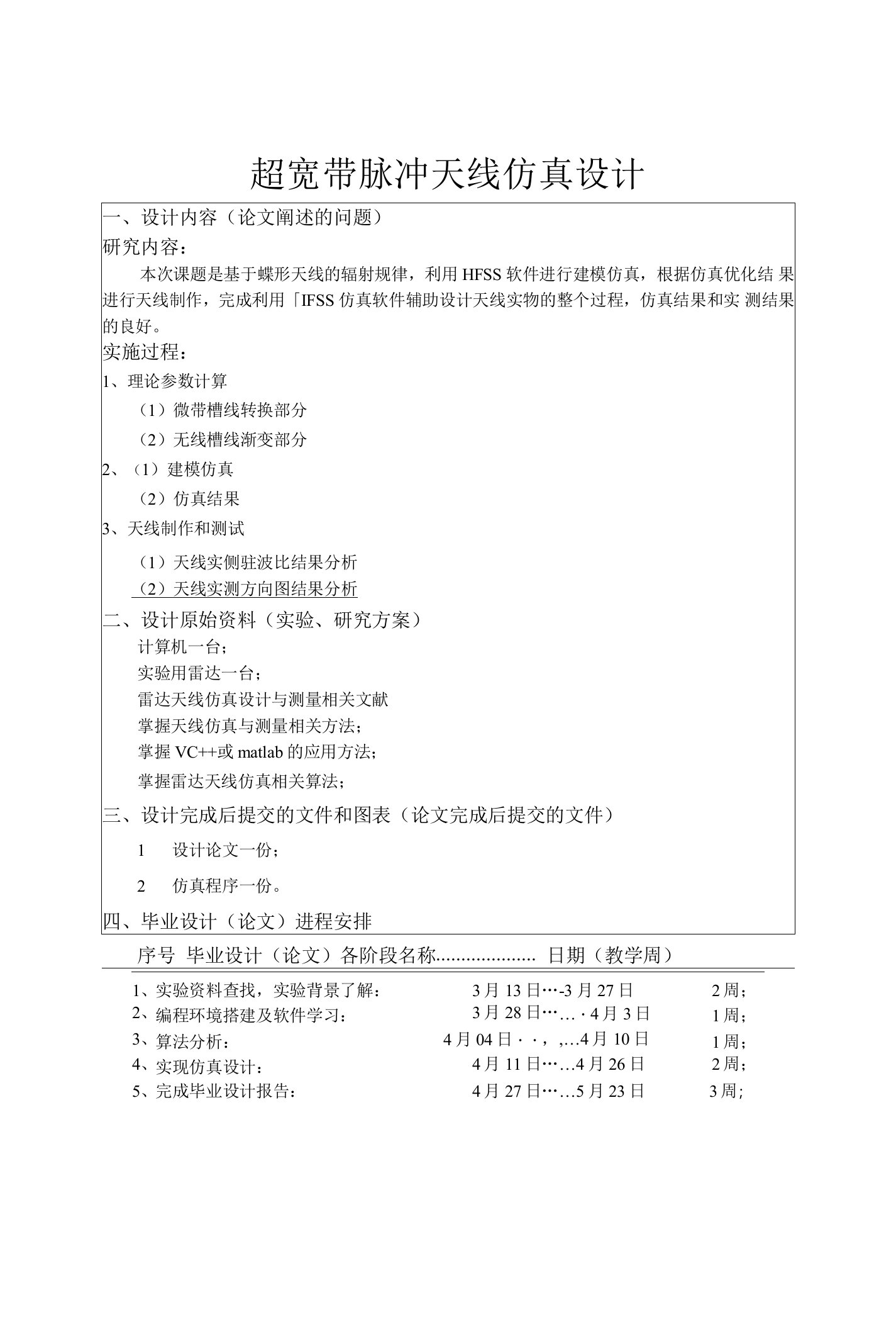 超宽带脉冲雷达天线仿真设计与测量