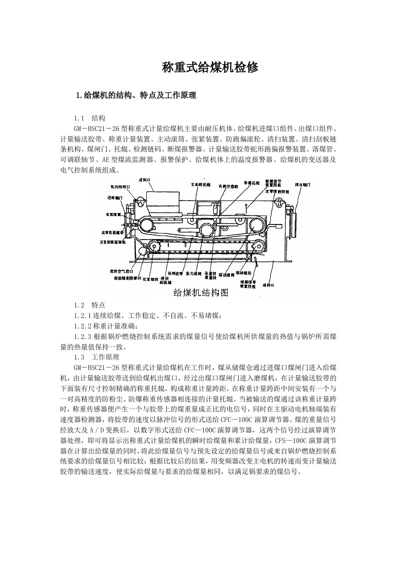 称重式给煤机检修