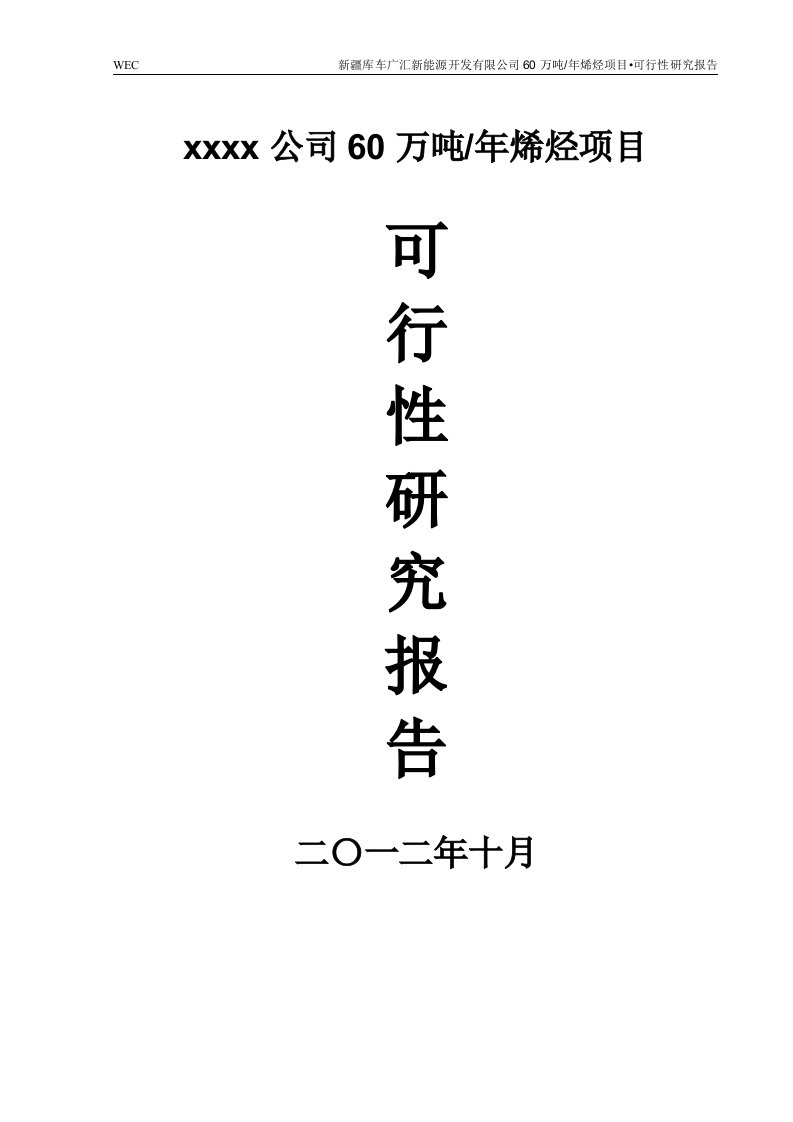 60万吨煤制烯烃项目可研