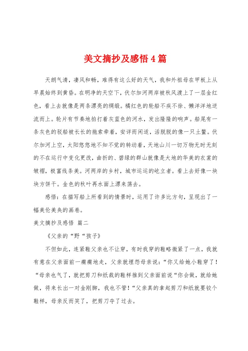 美文摘抄及感悟4篇