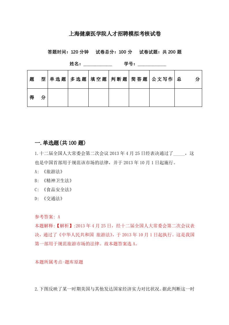 上海健康医学院人才招聘模拟考核试卷6