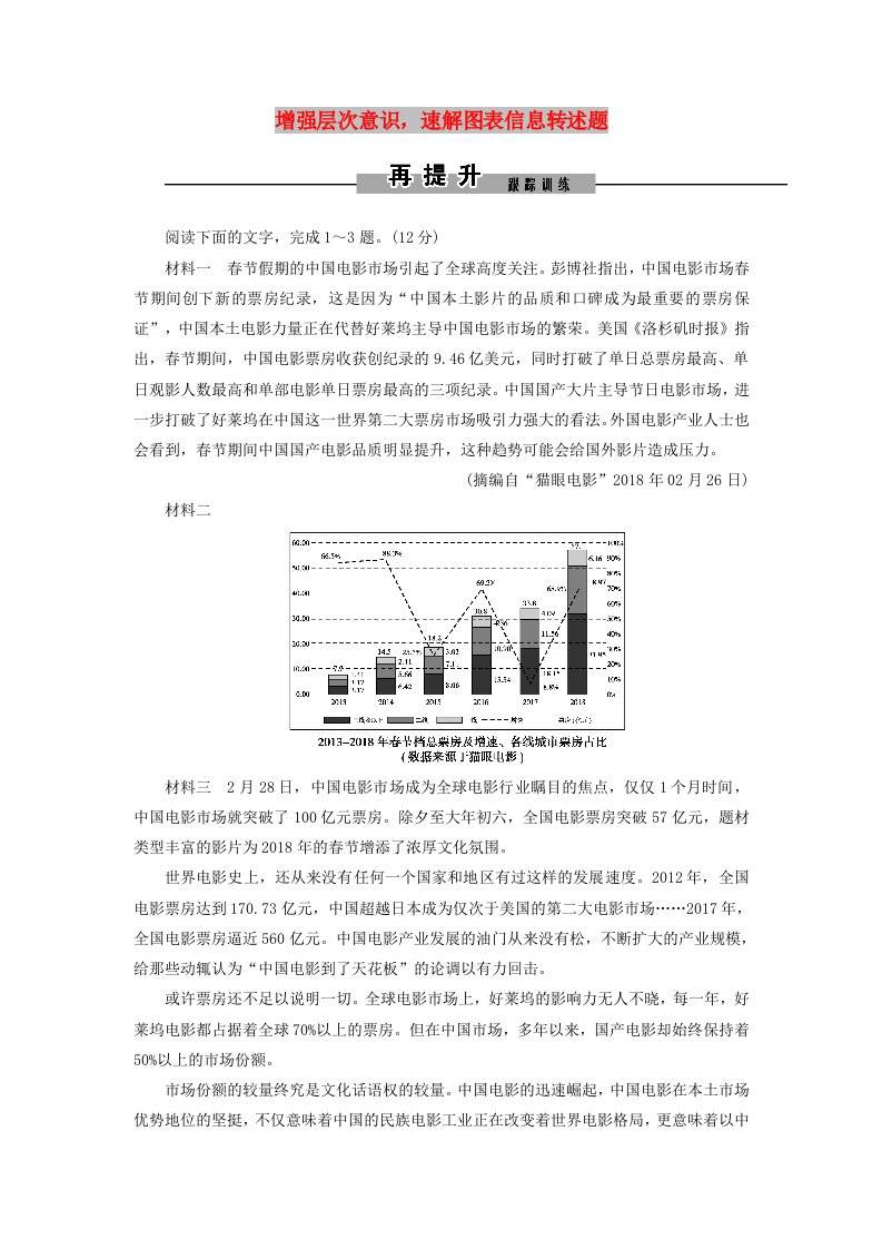 2019年高考语文大二轮复习第四章新闻阅读提分点二增强层次意识速解图表信息转述题再提升训练