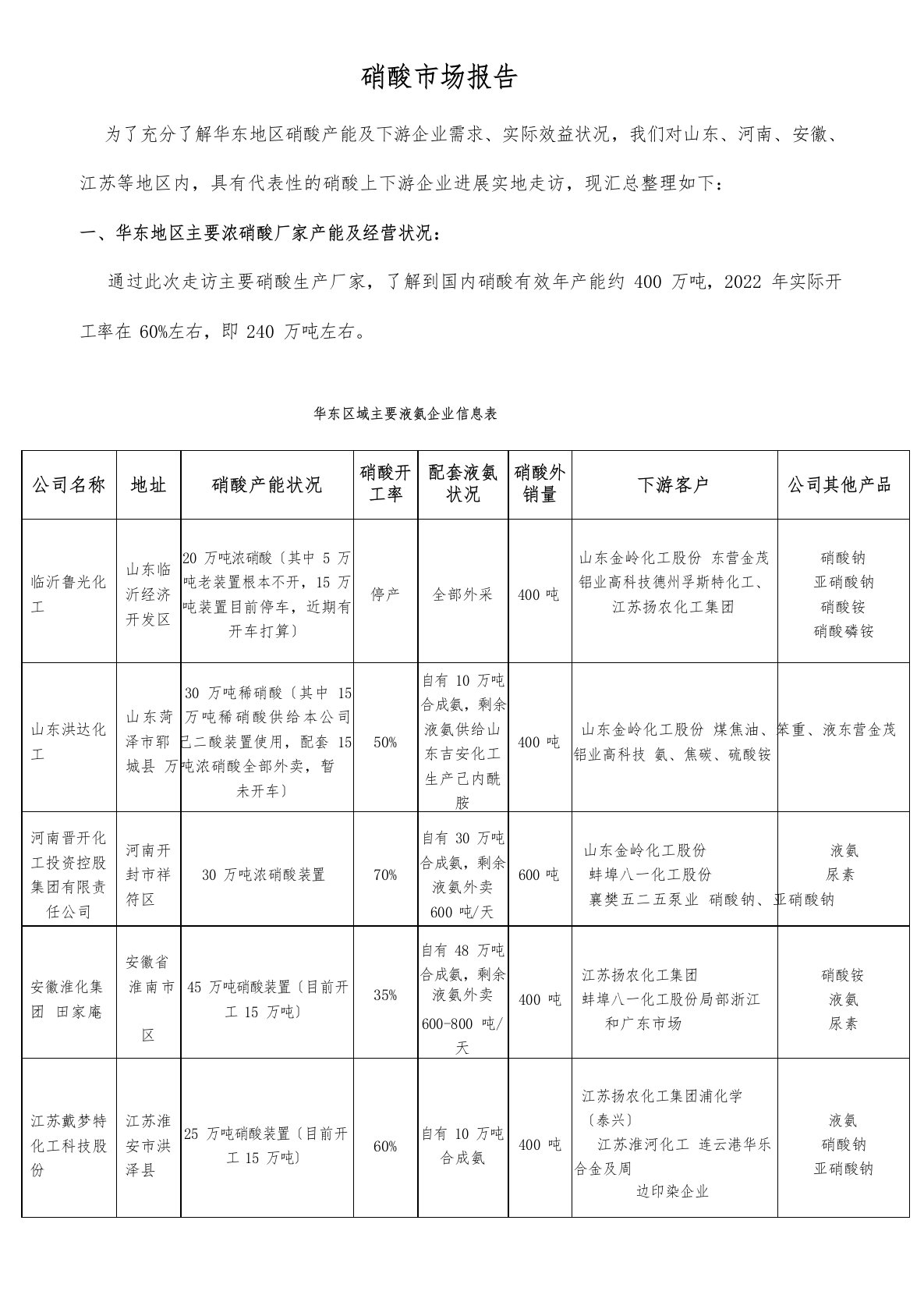 硝酸市场报告