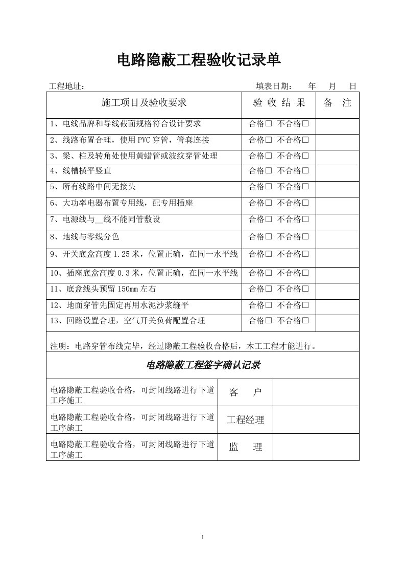 公司装饰施工验收单