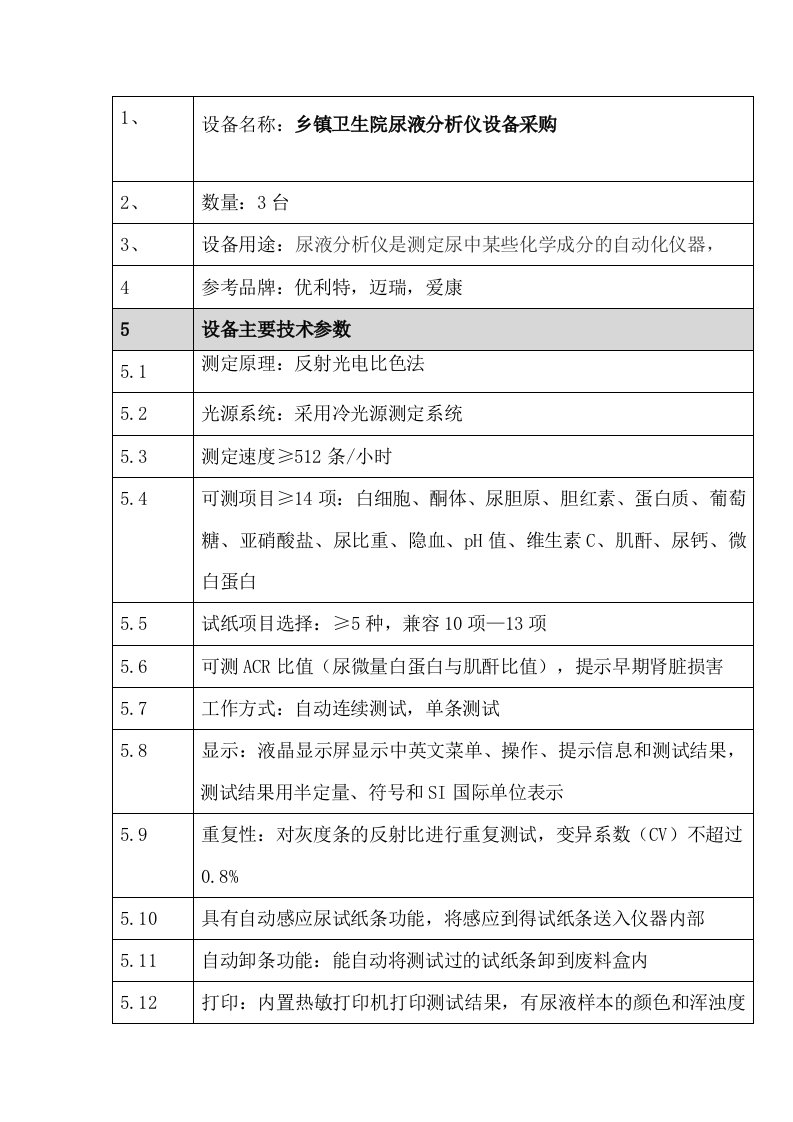 设备名称乡镇卫生院尿液分析仪设备采购