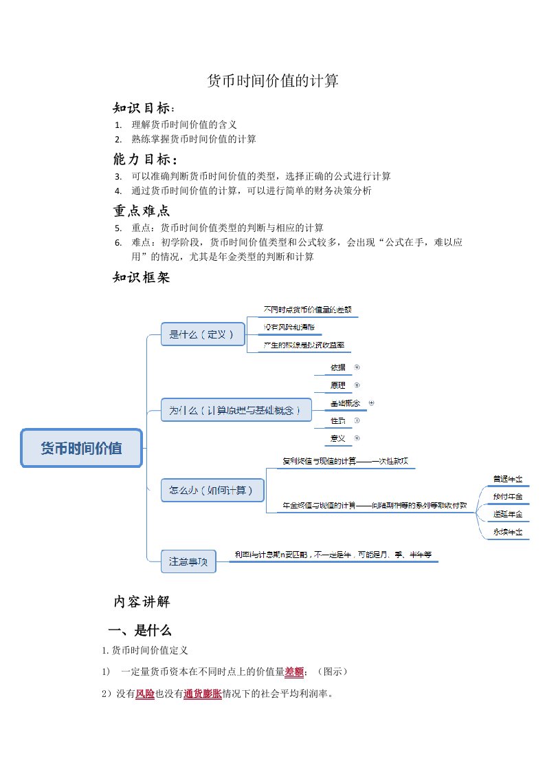 货币时间价值试讲-教案