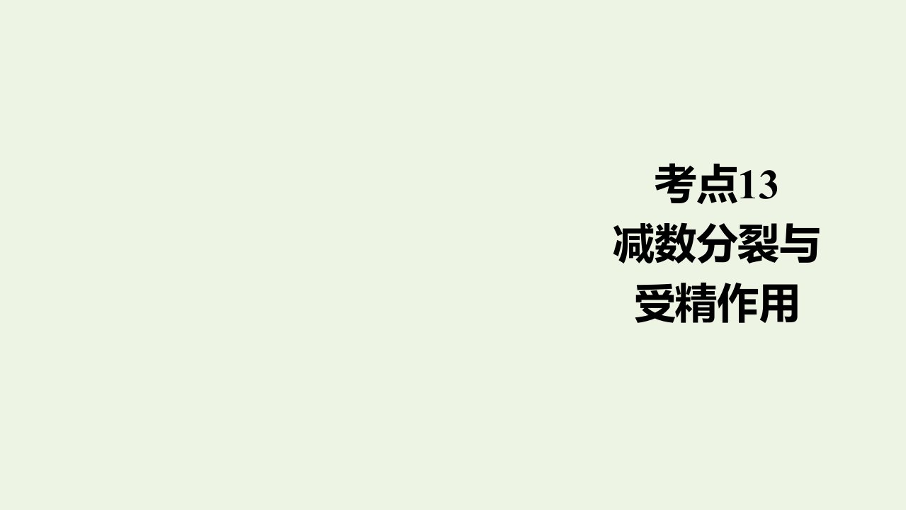 通用版高考生物一轮复习第一编考点通关考点13减数分裂与受精作用课件