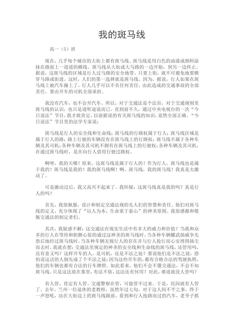 高一5班我的斑马线