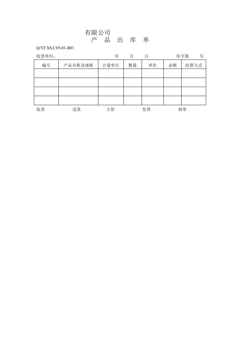 TS16949体系产品出库单