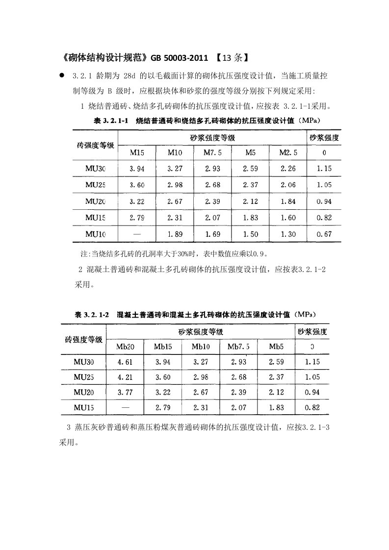 GB50003-2011《砌体结构设计规范