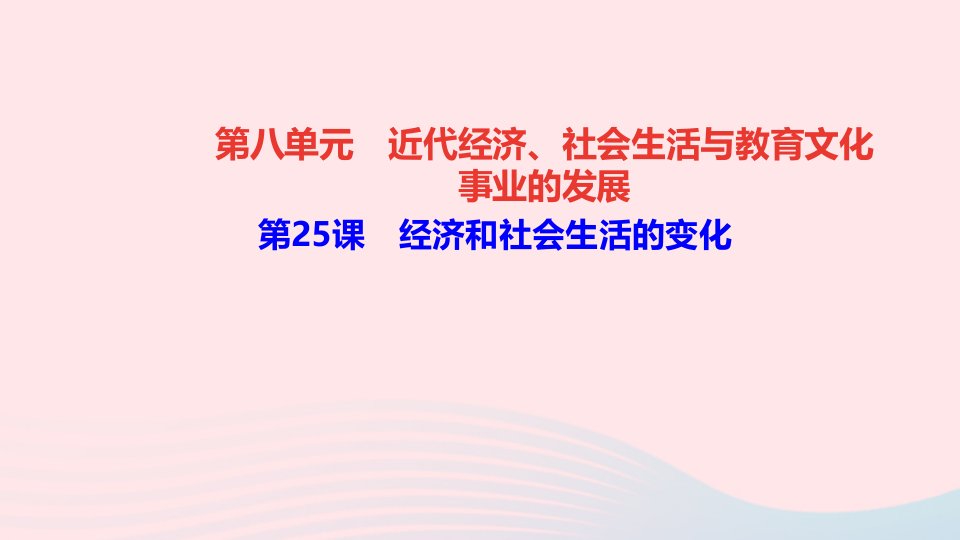 八年级历史上册第八单元近代经济社会生活与教育文化第25课经济和社会生活的变化作业课件新人教版