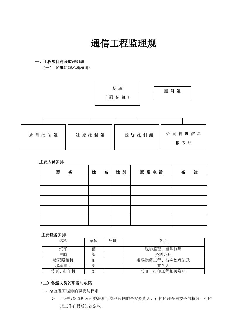 通信工程监理规划