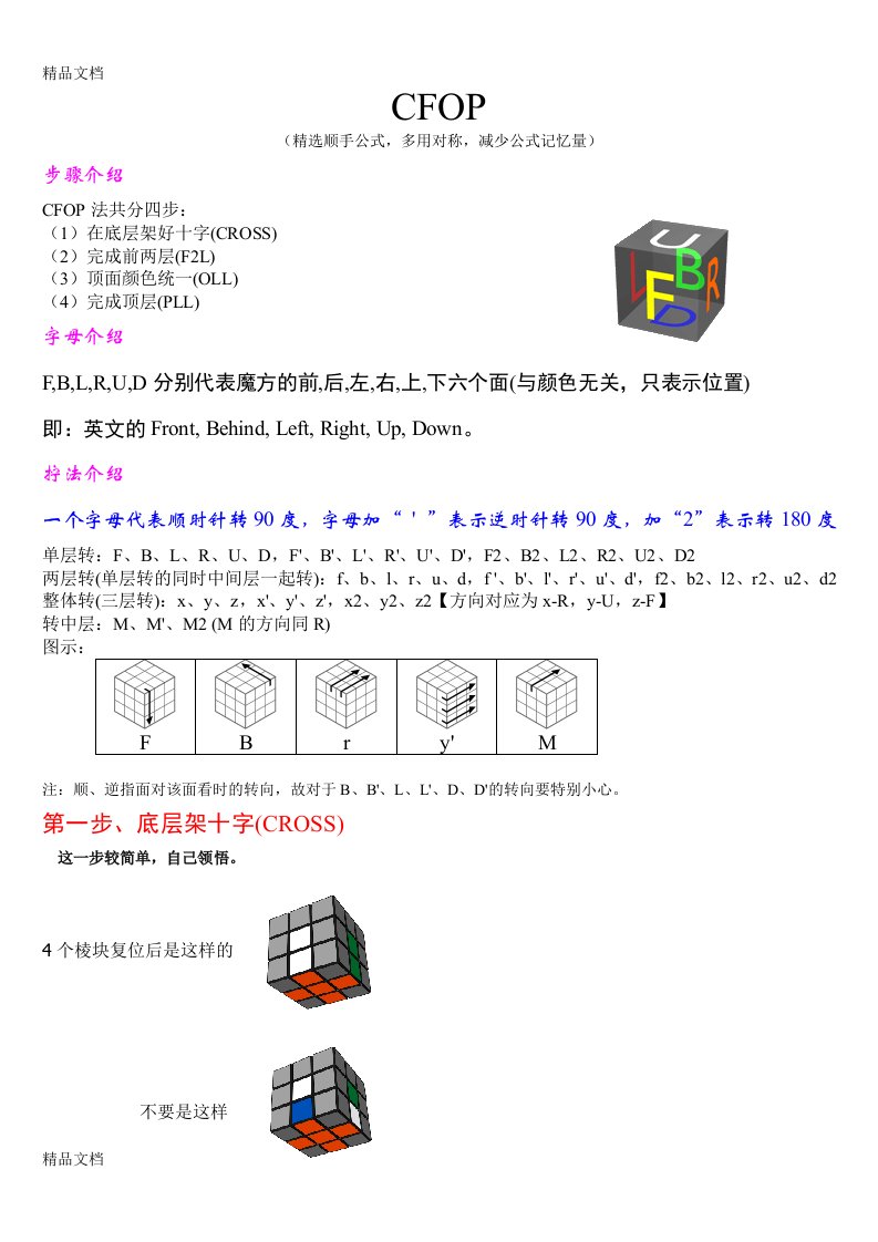 魔方CFOP公式