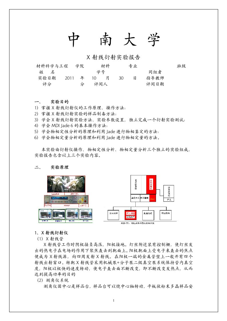 晶体X射线衍射实验报告