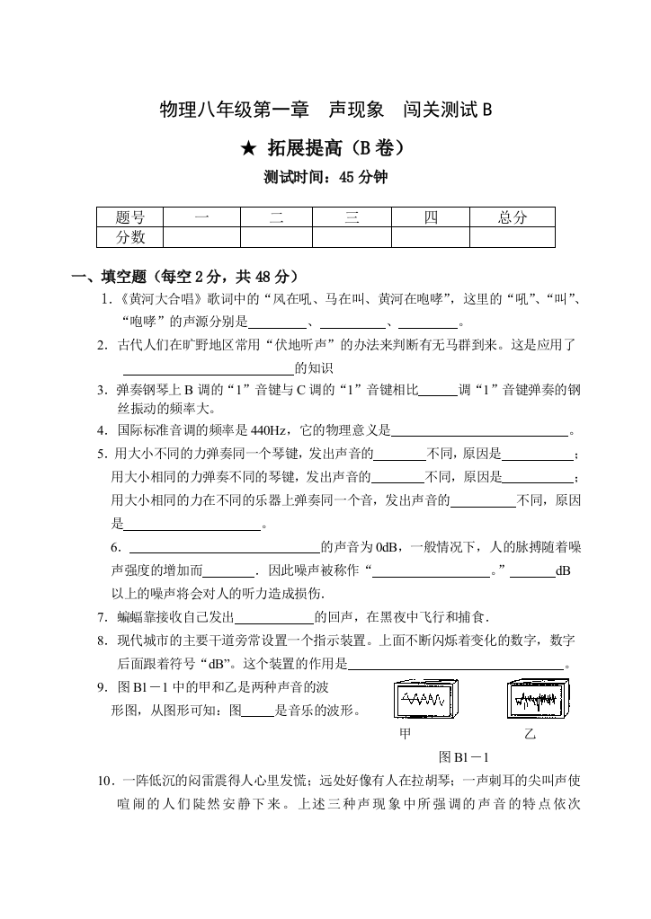 【小学中学教育精选】声现象提高题