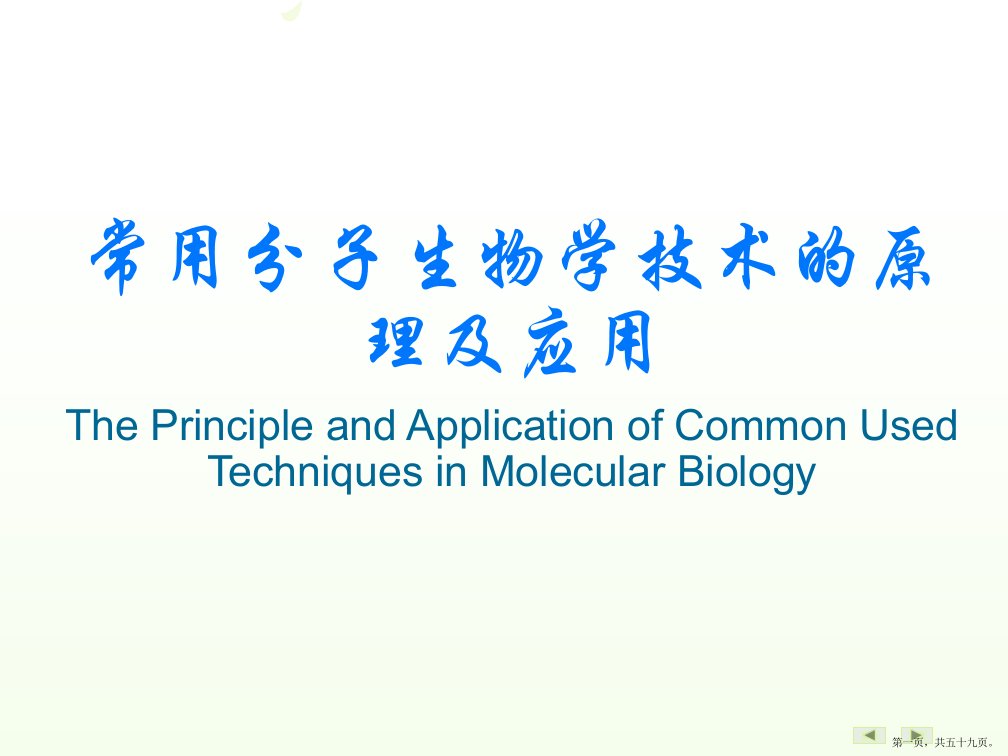 常用分子生物学技术的原理及应用