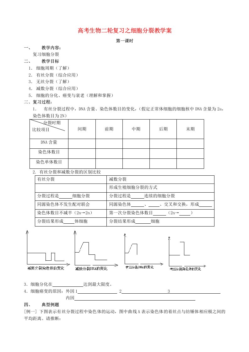 高考生物二轮复习之细胞分裂教学案